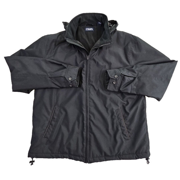 Chaps Other - Chaps Heavy Coat Men's XL Navy Full Zip Stow-Away Hoodie Fleece Lined Drawstring